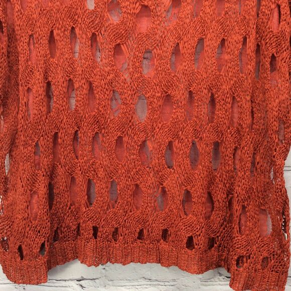 36 Point 5 Crochet Top Women's M Burnt Orange See Through Pullover Beachy Boho - Picture 5 of 11